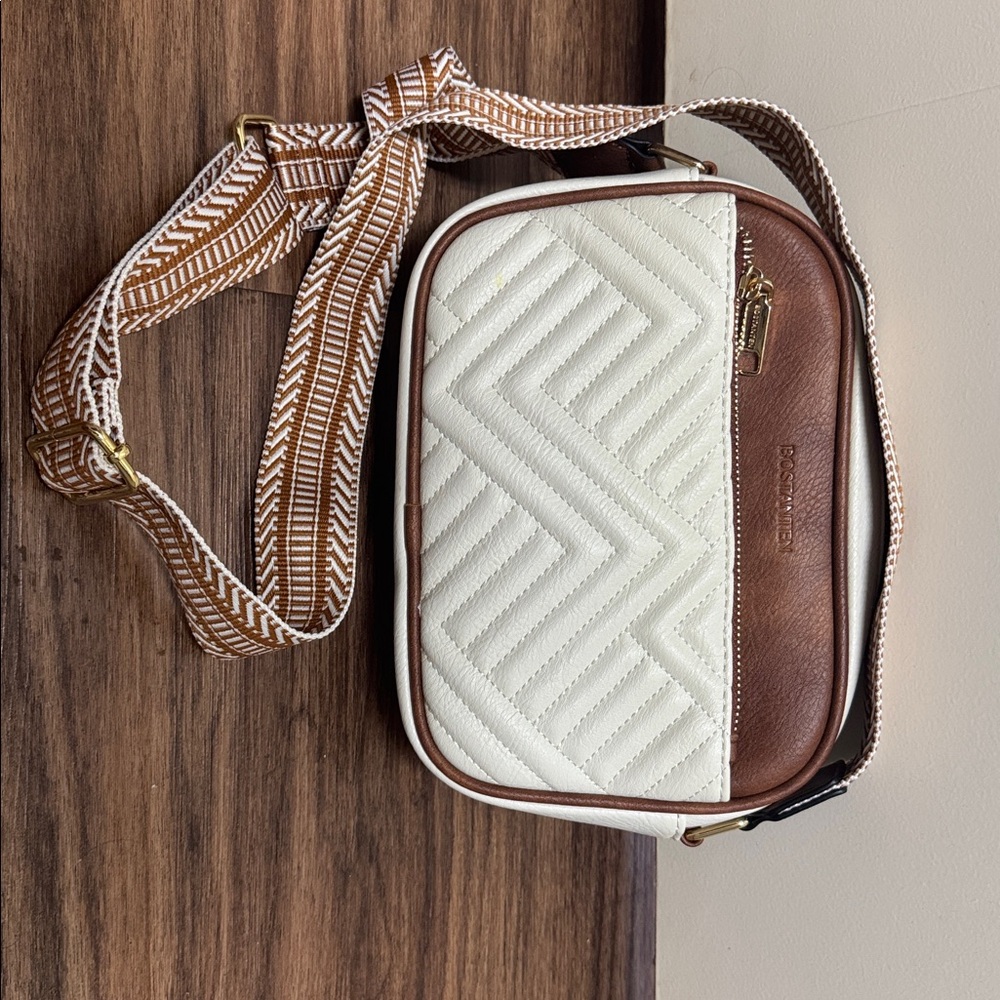 Brown and White Crossbody Bag